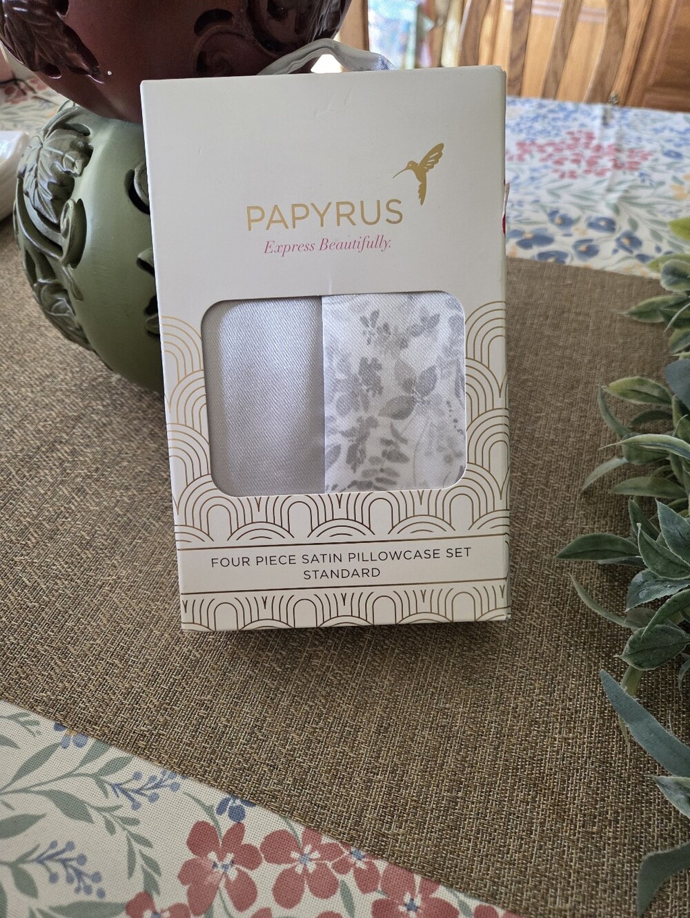 Papyrus Satin Pillowcase Set in White and Light Gray